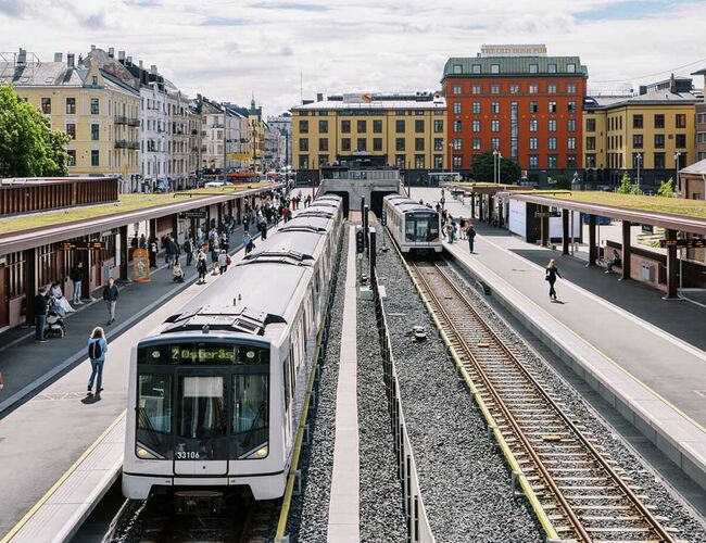 Oppgraderingen av Majorstuen stasjon er gjennomført med høyt miljøfokus. Foto: Sporveien AS Oppgraderingen av Majorstuen stasjon er gjennomført med høyt miljøfokus. Foto: Sporveien AS