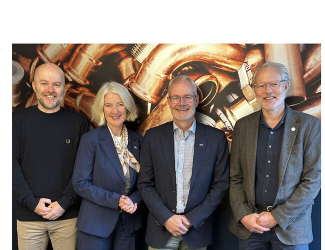 Rolf Iver Mytting Hagemoen, daglig leder i NOVAP; Marianne W. Røiseland, adm. dir. i RørNorge; Bjørn Moen, daglig leder i VVP og Thor Lexow, adm. dir. i VKE. Foto: VKE Rolf Iver Mytting Hagemoen, daglig leder i NOVAP; Marianne W. Røiseland, adm. dir. i RørNorge; Bjørn Moen, daglig leder i VVP og Thor Lexow, adm. dir. i VKE. Foto: VKE