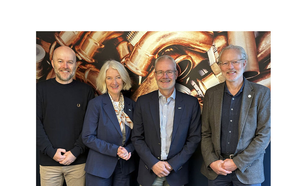 Rolf Iver Mytting Hagemoen, daglig leder i NOVAP; Marianne W. Røiseland, adm. dir. i RørNorge; Bjørn Moen, daglig leder i VVP og Thor Lexow, adm. dir. i VKE. Foto: VKE Rolf Iver Mytting Hagemoen, daglig leder i NOVAP; Marianne W. Røiseland, adm. dir. i RørNorge; Bjørn Moen, daglig leder i VVP og Thor Lexow, adm. dir. i VKE. Foto: VKE