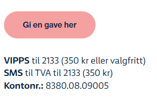 vipps informasjon, konto nr og sms i forbindelse med innsamling til flyktningehjelpen