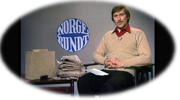 bilde av mann på tv, John Skien i Norge rundt