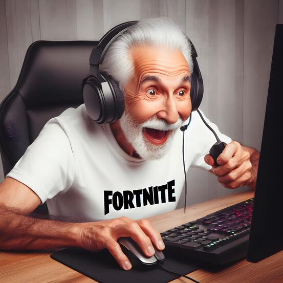 Mann som spiller fortnite