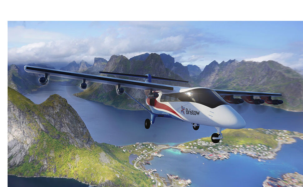 Illustrasjon av flyet som skal demonstreres i Norge i 2027. Foto: Electra/Bristow